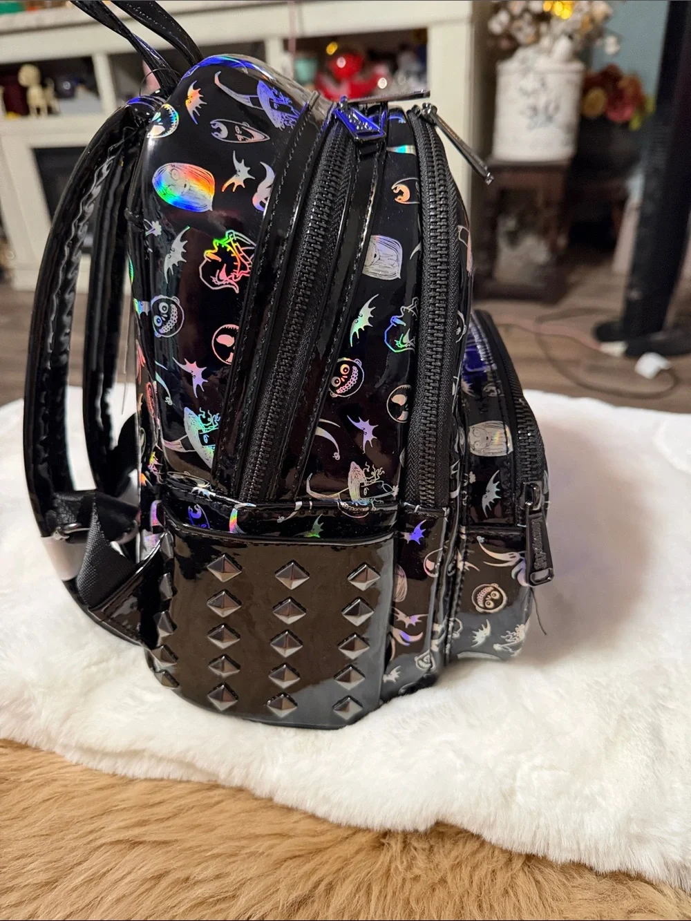 Loungefly Disney Parks Nightmare Before Christmas Holographic AOP Backpack NWT